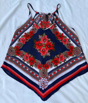 Indie Romantic Western Boho Cottagecore Speechless Floral Halter Tank Size M